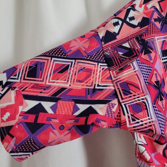 LuLaRoe Tunic Simply Comfortable Medium Pink Purple Bold Vibrant Abstract hi-low - Picture 5 of 9